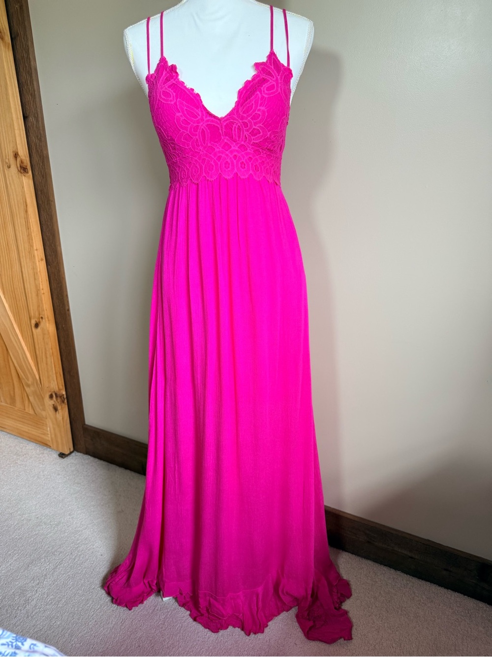 Fuchsia Floor Length Maxi with ruffle hem